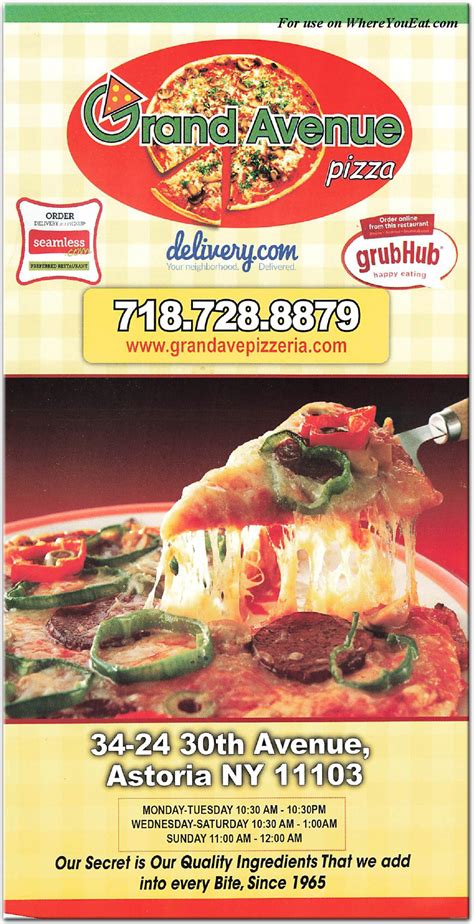 Grand ave pizza - Feb 21, 2024 · Pizza Hut In Grand Island NE, 707 N Diers Ave. Find your nearby Pizza Hut® at 707 N Diers Ave in Grand Island, NE. You can try, but you can’t OutPizza the Hut. We’re serving up classics like Meat Lovers® and Original Stuffed Crust® as well as signature wings, pastas and desserts at many of our locations. Order online or on the mobile app ...